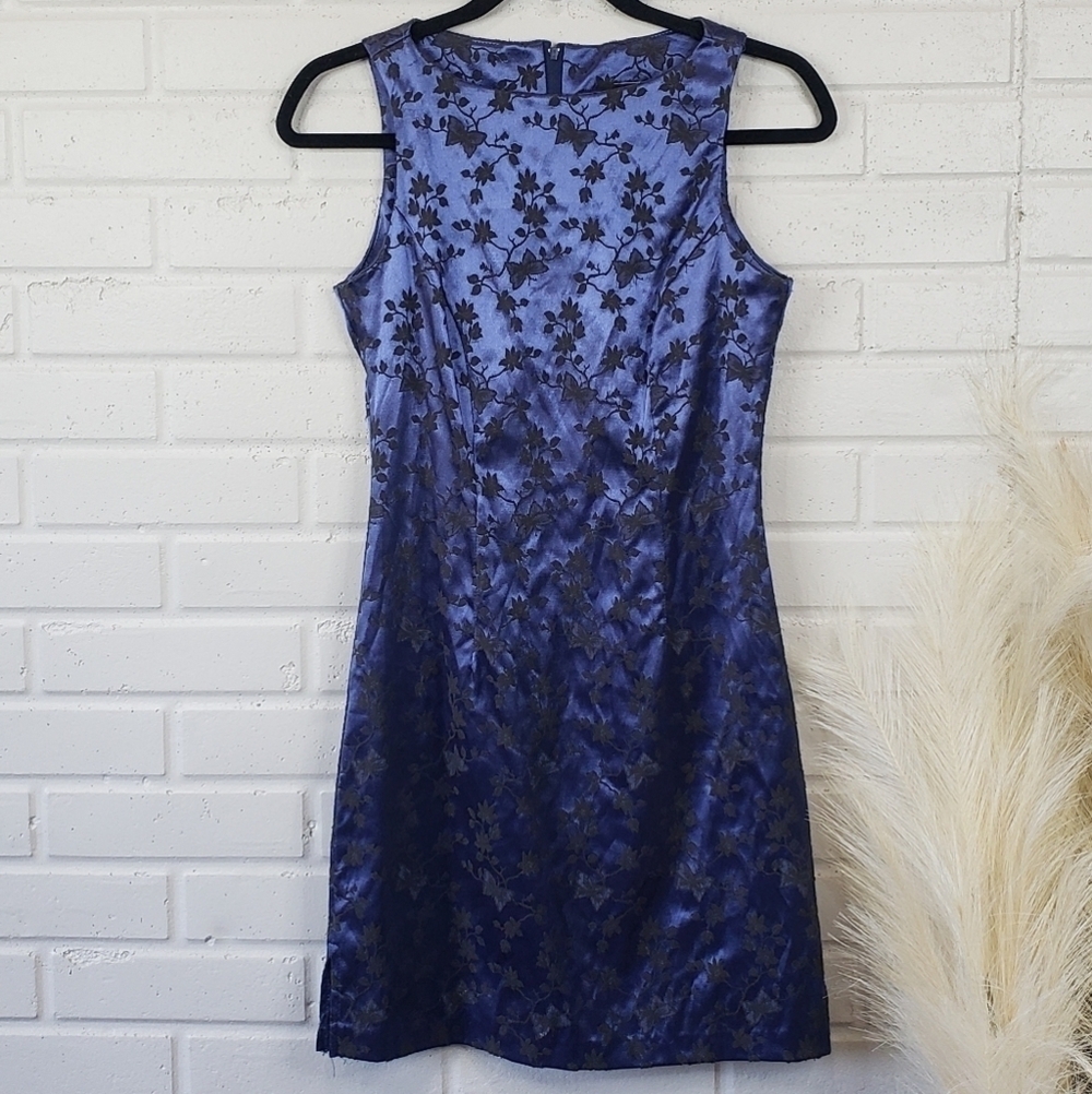 Vntg City Triangle 90s Y2K Butterfly Floral Embroidered Mini Dress sz Small